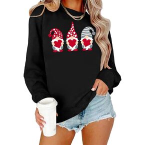 Valentines Sweatshirt Women Gnomes Valentines Day Shirts Love Heart Sweater Crewneck Long Sleeve Pullover Tops