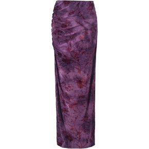 Long Skirt for Women High Waist Ruffled Maxi Skirt with Slit Trendy Vacation Activewear