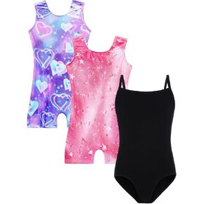 Bundle of Pink Purple Black Girls Gymnastics Leotards Size 8-9 Years Old