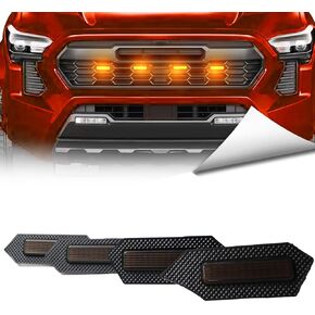 LED 4pcs Front Grille Lights Compatible with 2024 Toyota Tacoma TRD Off-Road Crew Cab Pickup Upgrade Grill Lamp Amber Daytime Running Light Accessories (Orange Lens)