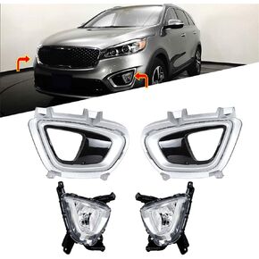WFLNHB Fog Lights Replacement for Sorento 2016 2017 2018 Clear Lens with Front Bumper Bezel Left+Right Side (Passenger and Driver Side)