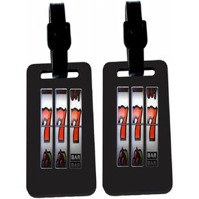 Slot Machines Las Vegas Lucky 7 - Hardboard Luggage Identifier Tags with Straps (x2)