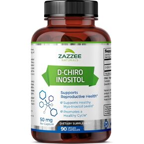 Zazzee D-Chiro-Inositol, 50 mg per Capsule, 90 Vegan Capsules, Ideal Dosage for 40:1 Ratio with Myo-Inositol, 3 Month Supply, 100% Vegetarian, Non-GMO