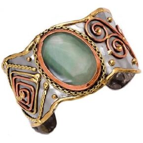 Anju Mixed Metal Cuff Bracelet with Aventurine Stone for Women