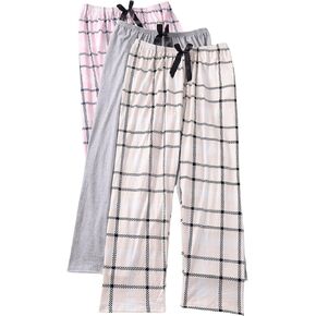 Verdusa Women's 3 Pack Plaid Pajama Bow Lounge Pants Sleepwear Pj Bottoms