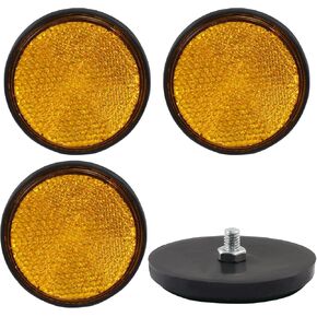 4 Pcs Blue Round Reflectors 58mm/2.28 Inch Plastic Universal Round Reflective Screw Mount Round Warning Reflector for Motorcycle Bike