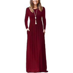 MISFAY Women's Long Sleeve Loose Plain Maxi Dresses Casual Long Dresses Pocket