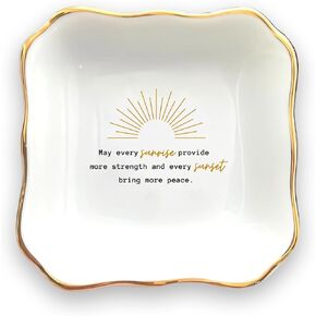 Ring Dish for Uplifting Sympathy or Grief Gift, Sympathy Dish for Loss of Loved One, Grieving Gift for Women, May Every Sunrise Provide More Strength, Ceramic Ring Dish Holder Jewelry Dish