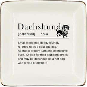 WODMIS Dachshund Puppies Definition Ceramic Jewelry Tray Dish, Wiener Dog Gifts for Women, Cute Dachshund Jewelry Plate Ring Trinket Dish, Dog Mom Gifts for Dog Lovers Mother Bestie 484