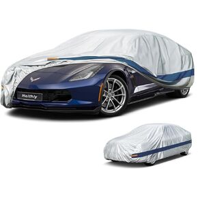 Car Cover Waterproof All Weather, Automobiles Full Exterior Covers with Cotton Fit for Hyundai Elantra, Honda Civic, Toyota Corolla, Kia Forte, Chevy Corvette, Fits Coupe/Cabrio/Sedan (179-185 inch)