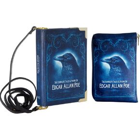 Well Read Edgar Allan Poe Large Book Themed Handbag and Clutch Purse Bundle