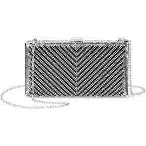 Evening Bags Clutch Purses for Women Formal, Crossbody Handbags Rhinestone Sequins Metal Clasp Purse Sparkly for Wedding Guest Party Silver