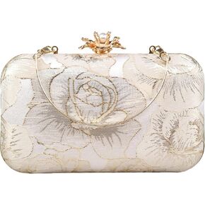 Clutch Purses for Women Evening Bag Floral Embroidery Evening Handbag for Formal Wedding Party Prom with Chain