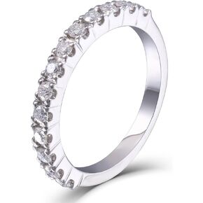 DovEggs Moissanite Wedding Ring for Women, 0.46CTW HI 2.26mm Width Moissanite Lab Created Diamond Moissanite Half Eternity Wedding Band 14k Gold Quality Sterling Silver Stackable Rings