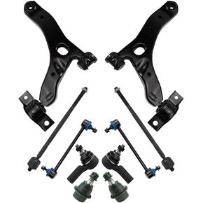 TRQ Front Steering & Suspension Kit Ball Joint Control Arm Sway Bar Stabilizer Link Tie Rod Compatible with 2010-2013 Ford Transit Connect