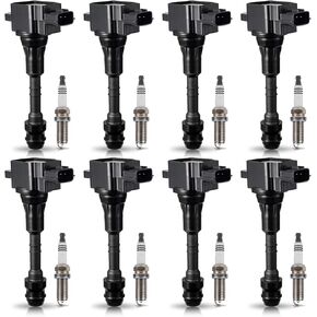 ENA Set of 8 Ignition Coil Pack with 8 Platinum Spark Plug 5.6L V8Compatible with Infiniti Nissan 2004 2005 2006 QX56 Titan Pathfinder 05-06 Armada Replacement for UF510 C1483 22448-7S015 5C1482