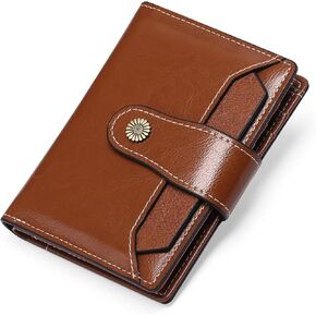 Falan Mule Women's Genuine Leather RFID Blocking Wallet, Deep Purple, 4.92 x 3.74 x 0.98 in