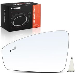 A-Premium Left Driver Side Heated Mirror Glass with Backing Plate - Compatible with Volkswagen Tiguan 2018 2019 2020 2021 2022 2023 - Exterior Side View Flat Mirror with Blind Spot Detection