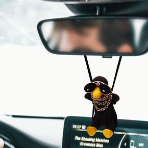 زينة معلقة على شكل بطة متأرجحة، قلادة سيارة سوداء على شكل بطة معلقة على شكل بطة لمرآة السيارة ملحقات تزيين داخلية ساحرة in Kuwait