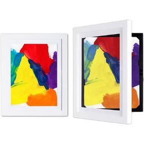 Dynamic Frames Li’l Davinci Front-Open 2-Pack Kids Art Frames, Wooden Frames for 8.5x11 Artwork, Prints & Certificates, Store up to 50 per Frame, 11.75 x 14.75 Outer Dimensions, Black