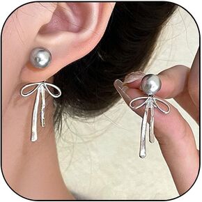 Bow Earrings Gold Bow Earrings for Women Gold Bow Ribbon Earrings Hoop Long Earrings Drop Dangle Bow Tie Huggie Earrings 2025 Trendy Earrings for Women Bow Jewelry Gifts