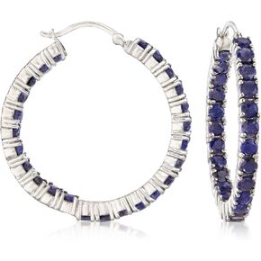 Ross-Simons 6.00 ct. t.w. Sapphire Inside-Outside Hoop Earrings in Sterling Silver in Saudi Arabia