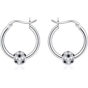 YFN Soccer Baseball Football Softball Basketball Pickleball Hoop Earrings Sterling Silver Small Huggie Hoop Earrings Gifts for Sensitive Ears