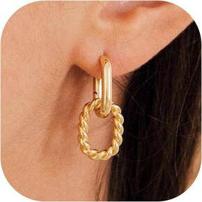 Gold Hoop Earrings for Women - Dainty 18K Gold Filled Hoop Earrings for Women Trendy Chunky Open Hoops Earrings for Women Gold Jewelry Gifts for Women