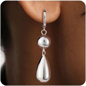 Gold Dangle Earrings for Women, Hypoallergenic & Non Tarnish, Trendy & Dainty 14k Gold Plated Teardrop Ear rings for Sensitive Ears, Shiny & Elegant Statement Jewelry for Everyday Wear