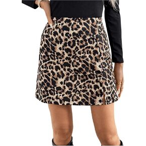 Milumia Women's Leopard Print Mini Skirt High Waist Split Hem Short Skirts