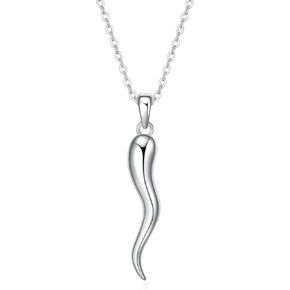 Rnivida 925 Sterling Silver Italian Horn Necklace, Silver Cornicello Amulet Pendant Necklace Talisman Jewelry for Women