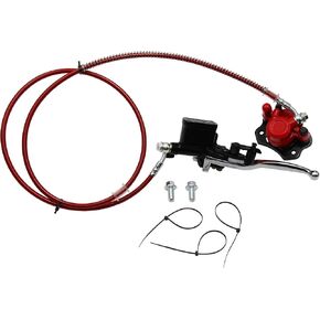 ATV Hydraulic Brake Assembly Master Cylinder Caliper Pads for 50cc 70cc 90cc 110cc 125cc 150cc 200cc 250cc Go Kart Quad Dirt Bike Buggy (RED)