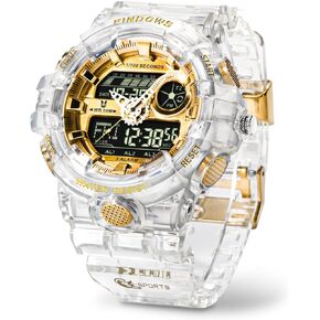 PINDOWS Watch for Men, Men's Military Watch Outdoor Sports Electronic Watch Date Multi-Function LED Alarm Stopwatch,50M Waterproof Analog Digital Watches 12H/24H Display Men Wrist Watch.