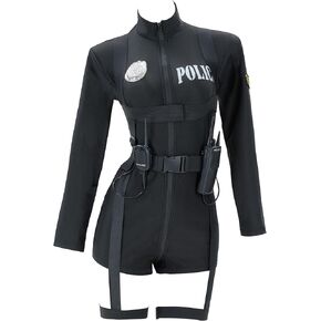 haikyuu Sexy Cop Cosplay Outfit Set Women Halloween Police Costume with Bodysuit Belt Leg Garter Toy Walkie Talkie Hat