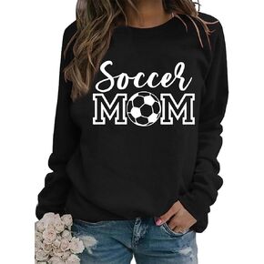 Womens Soccer Mom Sweatshirt Round Neck Long Sleeve Casual Pullover Loose Soccer Mama Shirts Tops