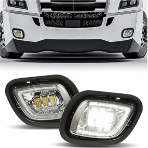 Kojem LED Fog Light Compatible with 2008-2017 Freightliner Cascadia w/Stripe Full LED Projector Pair Front Replacement for A06-51909-001 A06-51908-001 A06-51909-000 A06-51908-000