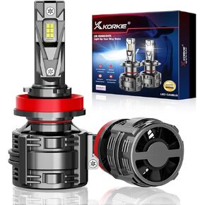 KORKIE H11/H9/H8 Headlight Bulbs, 24000 LM Bright 6000K Cool White H11 Bulb, IP68 Waterproof,Plug and Play,Pack of 2