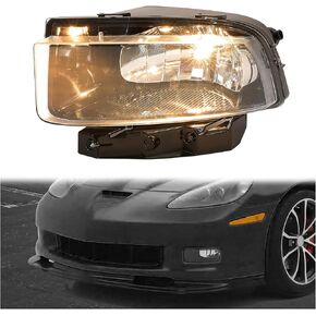 HECASA Fog Light Compatible with 2005-2013 Chevy Chevrolet Corvette C6 427 Limited Edition Z06 ZR1 Base Grand Sport Replacement for 25942592 25942593 GM2592291 GM2593291 Fog Lamp Clear Lens LH & RH