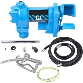 Fuel Transfer Pump 12V 15GPM with Discharge Hose & Automatic Green Nozzle for Gasoline, Diesel, Kerosene, Ethanol & Methanol Blends & Biodiesel Weonefit