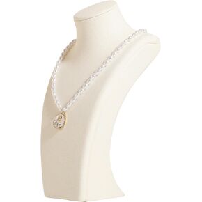 GemeShou Beige necklace hanger jewelry organizer, Velvet jewelry stand necklace holder, Large jewelry mannequin bust for necklaces【Beige-L height 12.4 inch】