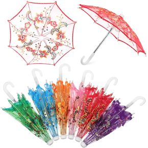 Vaguelly 6 Pcs Mini Lace Decorative Umbrella Lace Umbrellas for Umbrella Toy Vintage Parasol Umbrella Tiny Umbrella Delicate Doll Umbrella Bride Small Umbrella Flower Girl