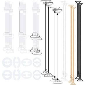 24 Pieces Bra Straps Bulk, 3 Pack Clear Strap Invisible Transparent Adjustable, 5 Pack Bra Replacement Shoulder Straps & 8 Set Bra Strap Holders for Slipping, Invisible Bra Straps for Women