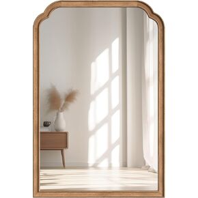 24"x36" Solid Wood Bathroom Mirror Tempered Glass for Wall Mounted, Rustic Wood Frame Wall Mirror Decorative for Vanity Mirror Living Room Bedroom Entryway Mirror, Brown