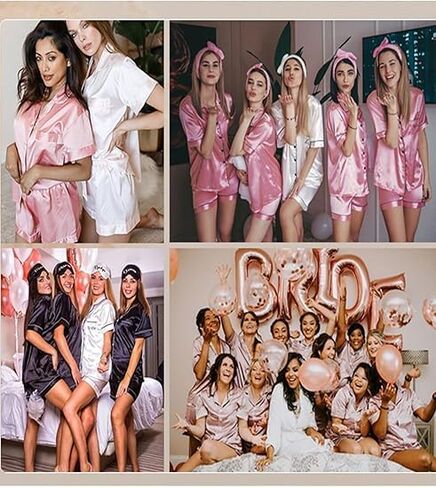 Ekouaer Womens Silk Satin Pajamas Short Sleeve Sleepwear Soft Button Down Loungewear 2 Piece PJS Shorts Set S-XXL in Saudi Arabia