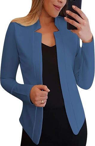 BOFETA Women Lightweight Long Sleeve Blazer Casual Open Front Business Blazer Notched Collar Slim Work Office Blazer in Saudi Arabia