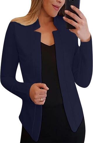 BOFETA Women Lightweight Long Sleeve Blazer Casual Open Front Business Blazer Notched Collar Slim Work Office Blazer in Saudi Arabia