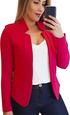 BOFETA Women Lightweight Long Sleeve Blazer Casual Open Front Business Blazer Notched Collar Slim Work Office Blazer in Saudi Arabia