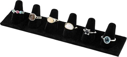 6 Ring Finger Display Stand Black Velvet Ring Display Organizer Stand Ring Counter Display Showcase Display Jewelry Organizer Stand for Display Organizing Jewelry Storage Drawer Ring Organizer in Saudi Arabia