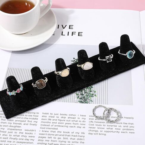 6 Ring Finger Display Stand Black Velvet Ring Display Organizer Stand Ring Counter Display Showcase Display Jewelry Organizer Stand for Display Organizing Jewelry Storage Drawer Ring Organizer in Saudi Arabia