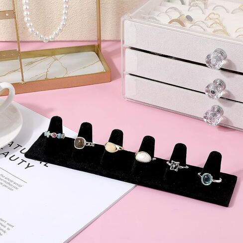 6 Ring Finger Display Stand Black Velvet Ring Display Organizer Stand Ring Counter Display Showcase Display Jewelry Organizer Stand for Display Organizing Jewelry Storage Drawer Ring Organizer in Saudi Arabia